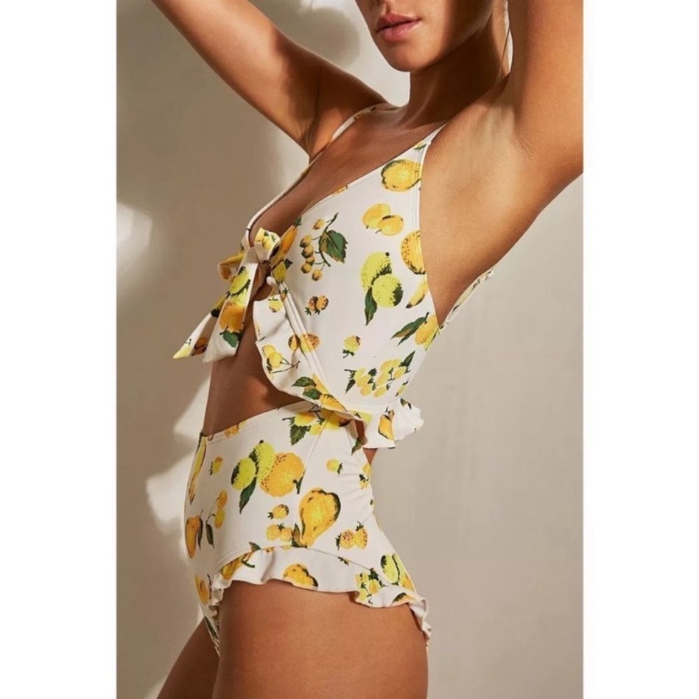 Urban Outfitters Sophia Citrus One Piece High Waisted Lemon Print